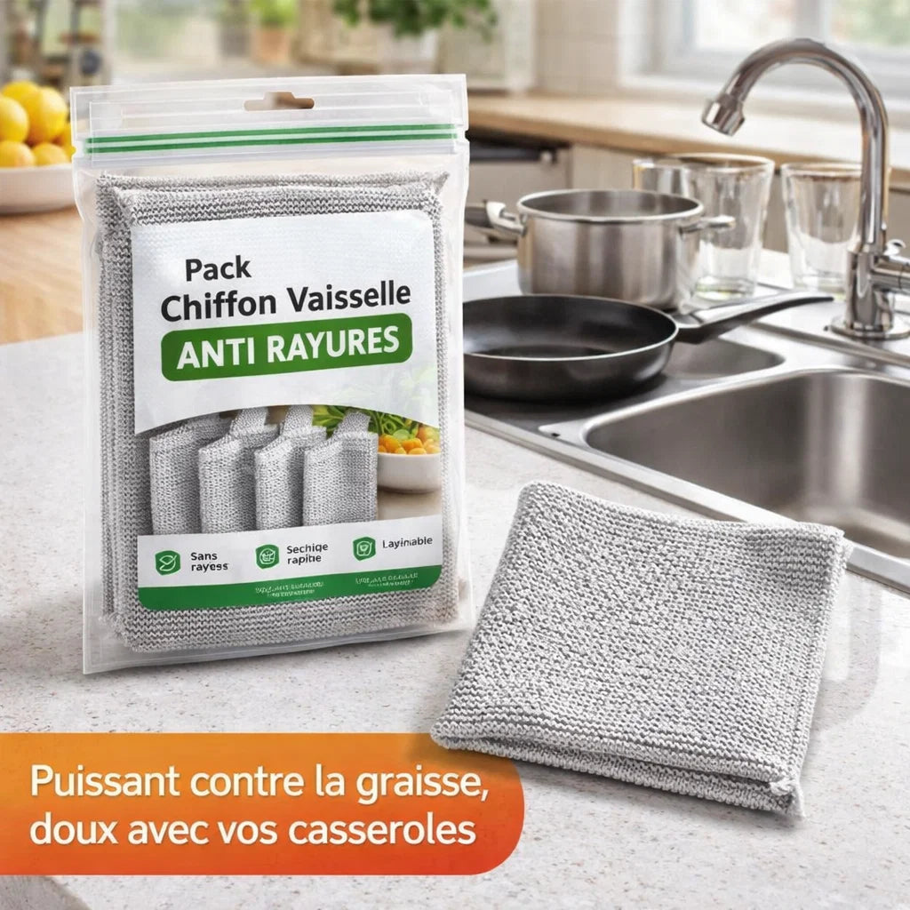 🧽 Pack 10 Chiffons Vaisselle Anti Rayures ( GRILLAGE )